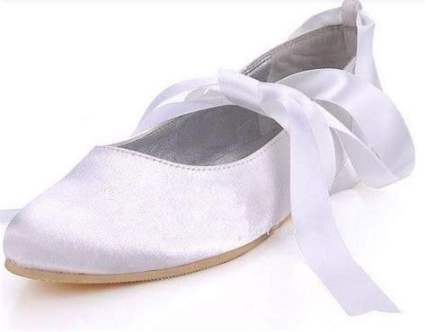 Fashion Whiteivory Round Toe Lace Up Ribbon Satin Wedding Bridal Ballet Flats Comfortable Women