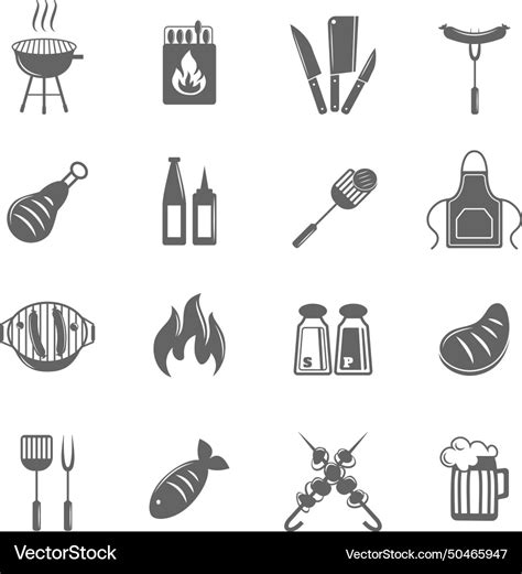 Bbq Grill Icons Set Royalty Free Vector Image Vectorstock