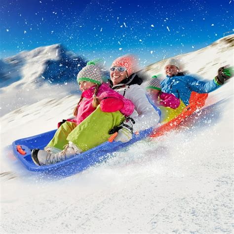 Snow Sled 2 Packs Sport Toboggan Sleds For Kids And Adult Outdoor Hard