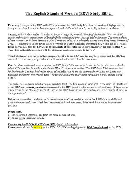 The Kjv Esv Niv Comparison Last Judgment Eternal Life