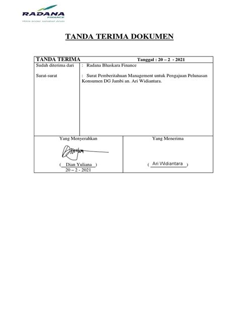 Format Tanda Terima Berkas Ari Widiantara Pdf