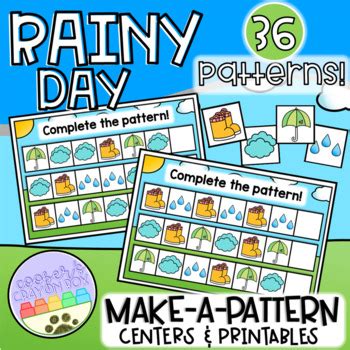 RAIN WEATHER Make A Pattern Center Task Cards And Worksheet TPT