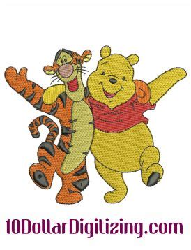 Winnie The Pooh And Tiger Embroidery File Design Pattern Dst Pes Jef