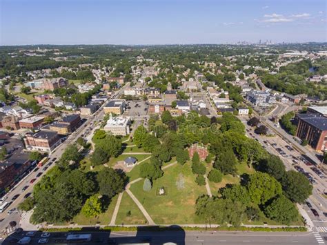 Waltham City Hall Aerial View Massachusetts Usa Stock Image Image