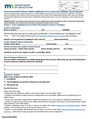 Fillable Online The General Statewide Enrollment Options Application