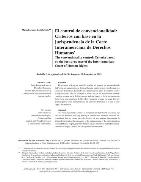 Pdf El Control De Convencionalidad Criterios Con Base En La