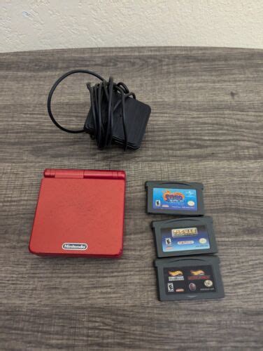 Nintendo Game Boy Advance Sp Handheld System Flame Red W Charger