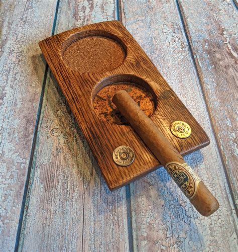 Whiskey And Cigar Coaster Copper And Wood Ashtray Cigar Ash Etsy