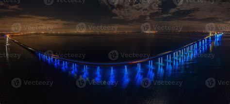 Drone Panorama Of Sunshine Skyway Bridge Over Tampa Bay 17515011 Stock