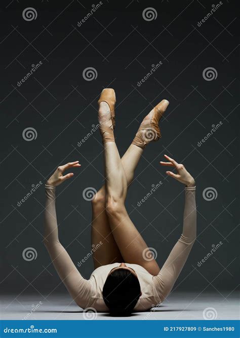 Young Beautiful Skinny Ballerina Is Posing In Studio Stock Image