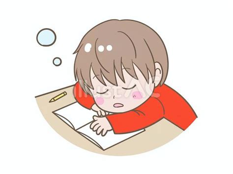 机で居眠りをするシンプルな男の子イラスト No 23873024／無料イラストフリー素材なら「イラストac」