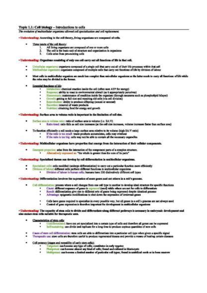 Ib Biology Sl Hl Complete Summary Notes Bundle Studylast