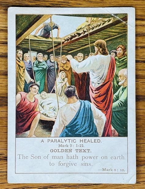 Rare 1894 Jesus Heals Paralyzed Man Westminster Lesson Prayer Card Picture 4563210271