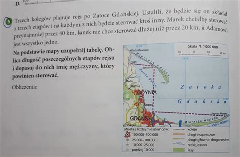 Na Podstawie Mapy Uzupe Nij Tabel Oblicz D Ugo Poszczegulnych