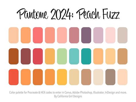 Pantone 2024 Peach Fuzz Color Palette For Procreate And Hex Codes For