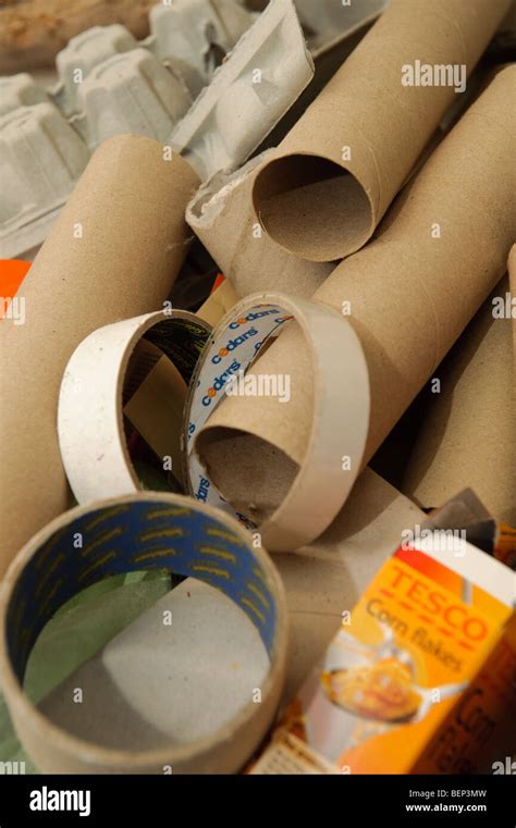 Cardboard tubes ready for recycling and re-use UK Stock Photo - Alamy