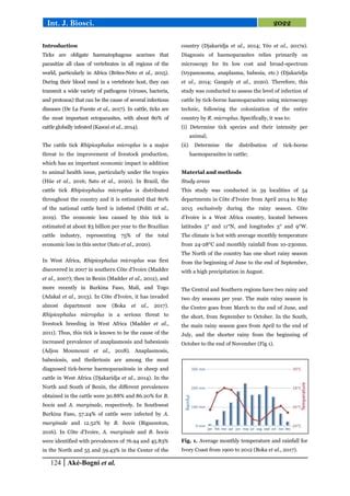 Distribution Of Cattle Tick Borne Haemoparasites In Departments Of