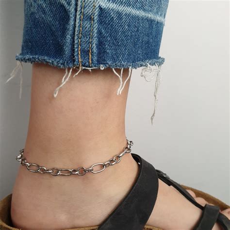 Silver Chunky Chain Anklet Silver Chain Anklet Chunky Chain Etsy