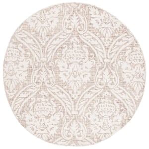 SAFAVIEH Abstract Ivory Beige 6 Ft X 6 Ft Striped Round Area Rug