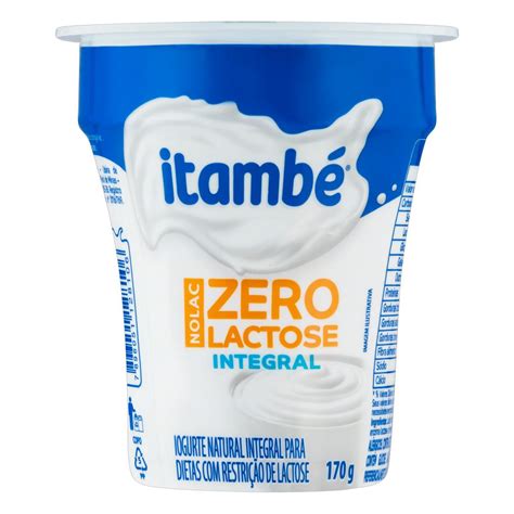 Iogurte Integral Natural Zero Lactose Itambé Nolac Copo 170g Super