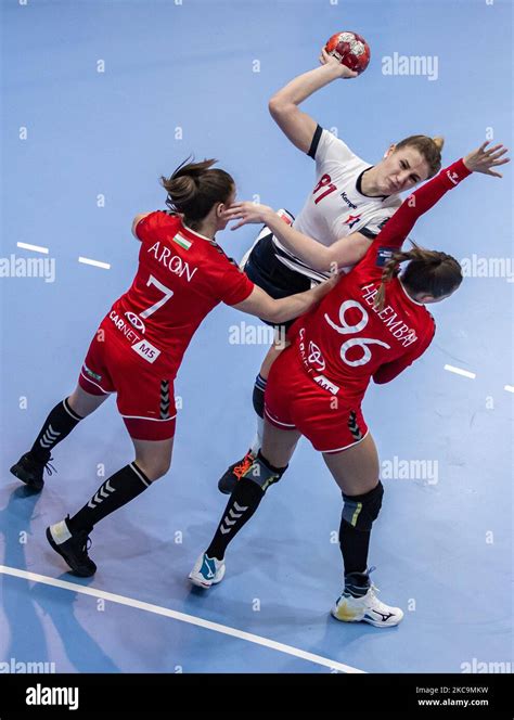 Ksenya Dyachenko Of Hc Zvedna Plays During The Ehf Group Phase Match At