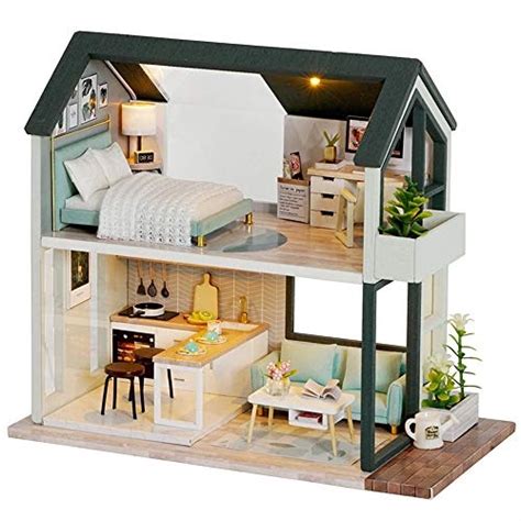 Fsolis diy Dollhouse Miniatura Kit Móveis Casa em Miniatura de