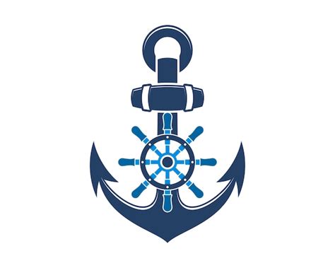 Premium Vector Anchor With Ship Steering Wheel In The Middle