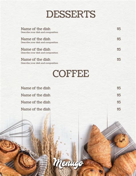 Menugo Little Bakery Menu Template