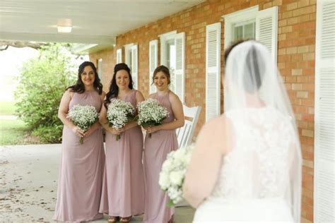 Bridesmaids First Look Ideal Wedding Wedding Dresses Wedding Service