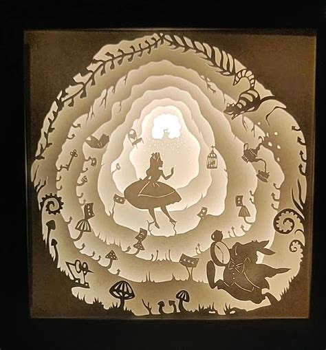 D Papercut Lightbox Plantilla Svg Digital Alice In The Etsy Espa A