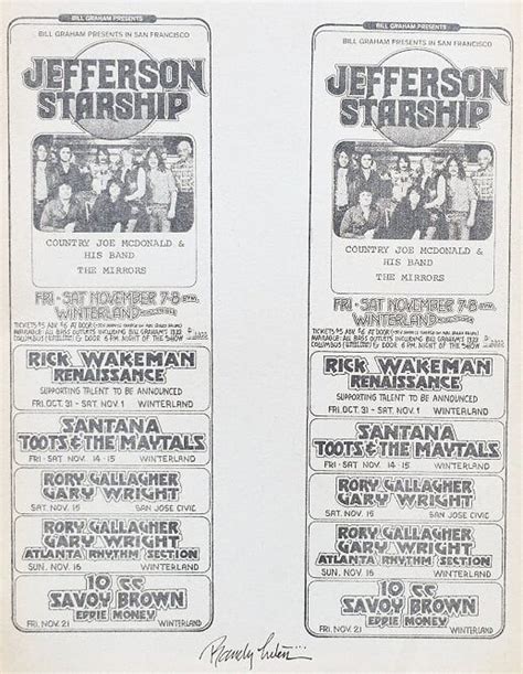 Jefferson Starship Concert Handbill Concert Flyer Concert Posters