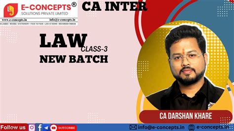 Ca Inter Law Class New Batch Nov By Ca Darshan Khare Youtube