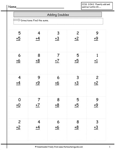 Doubles Math Worksheets