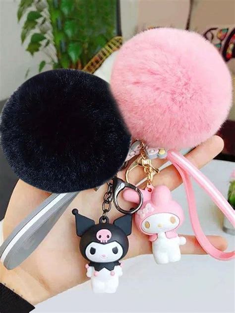 Christmas Decoration 1pc Cute Hello Kitty Kuromi My Melody Plush Doll Keychains Kitty Cat Kawaii