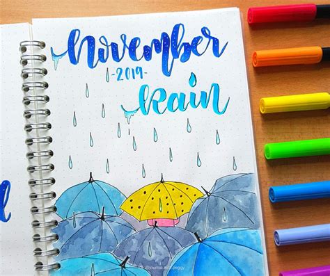 Plan With Me November 2019 Bullet Journal Setup Rainy Day Theme