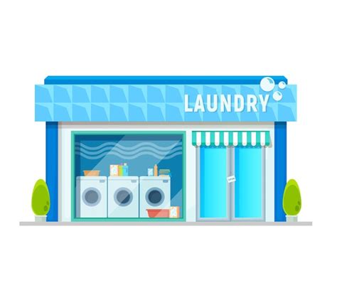 Premium Vector Laundry Service Building Washing Shop