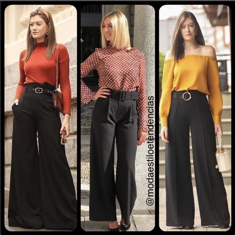 Looks Pantalona Preta E Blusa