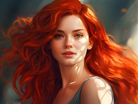 Premium Photo Beautiful Red Hair Girl Portrait Fiery Hair