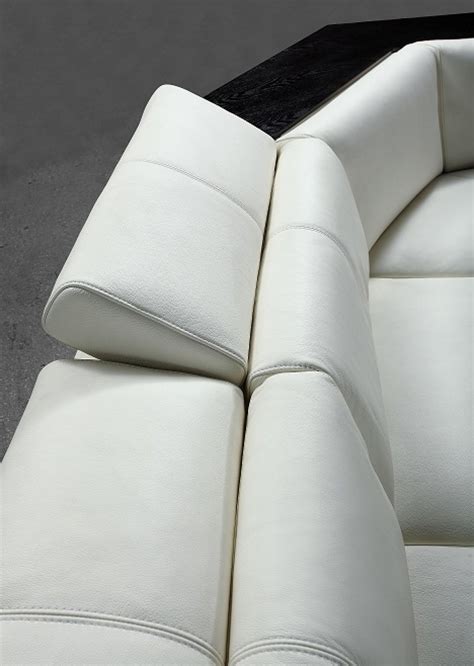 Soflex Austin Ultra Modern White Genuine Leather Sectional Sofa Right