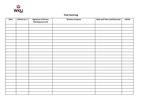 Fuel Card Log Template Fill Out Sign Online And Download Pdf Templateroller