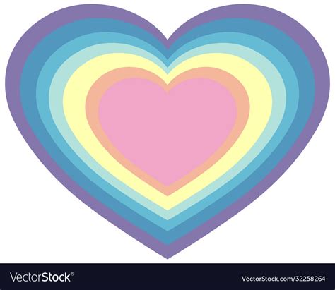 Rainbow In Heart Shape In Pastel Color Template Vector Image