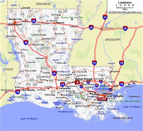 Louisiana Map With Cities And Roads