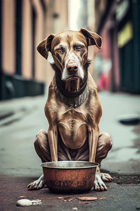 Perro Abandonado En La Calle Hambriento Y Sucio Y Sin Hogar De Mascotas