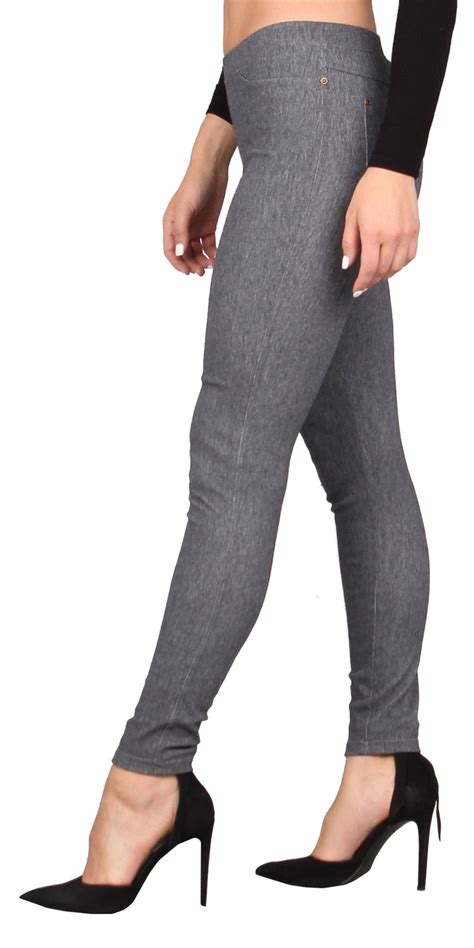 Womens Solid Denim Jeggings —