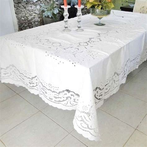 Toalha de Mesa Bordado Richelieu Artesanal 100 Algodão Toalhas de