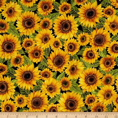 Falling For You Metallic Sunflowers Blackgold From Fabricdotcom From