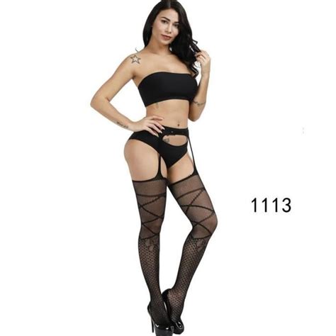 Bas Collant En R Sille Pour Femmes Lingerie Sexy Bas Avec Ceinture De