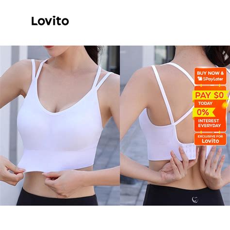 Lovito Sporty Plain Criss Cross Sports Bras For Women Lna13062 Light