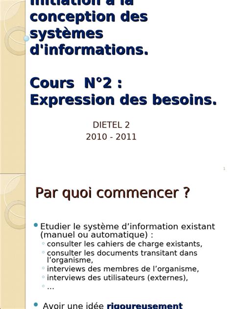 Cours N°2 Expression Des Besoins. | PDF
