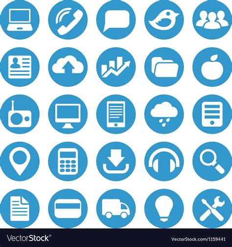 Icons For Web Site In Blue Circle Royalty Free Vector Image